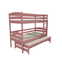 Dětská patrová postel s přistýlkou z MASIVU 180x80cm SE ŠUPLÍKY - PPV016