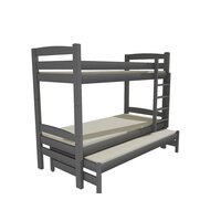 Dětská patrová postel s přistýlkou z MASIVU 200x90cm SE ŠUPLÍKY - PPV017