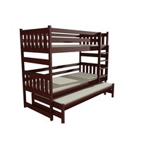 Dětská patrová postel s přistýlkou z MASIVU 180x80cm bez šuplíku - PPV019