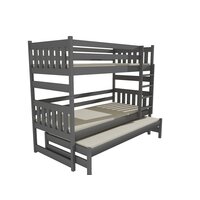Dětská patrová postel s přistýlkou z MASIVU 180x80cm SE ŠUPLÍKY - PPV019