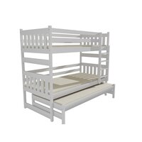 Dětská patrová postel s přistýlkou z MASIVU 180x80cm bez šuplíku - PPV019