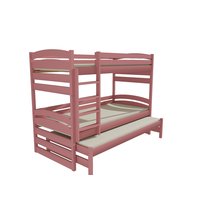 Dětská patrová postel s přistýlkou z MASIVU 200x90cm SE ŠUPLÍKY - PPV020