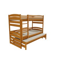 Dětská patrová postel s přistýlkou z MASIVU 200x90cm SE ŠUPLÍKY - PPV020