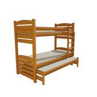 Dětská patrová postel s přistýlkou z MASIVU 200x80cm SE ŠUPLÍKY - PPV022