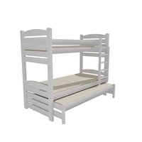 Dětská patrová postel s přistýlkou z MASIVU 200x80cm SE ŠUPLÍKY - PPV022