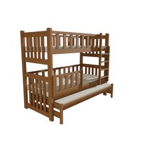 Dětská patrová postel s přistýlkou z MASIVU 200x90cm SE ŠUPLÍKY - PPV023