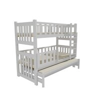 Dětská patrová postel s přistýlkou z MASIVU 200x90cm SE ŠUPLÍKY - PPV023