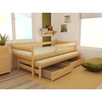 Dětská postel s výsuvnou přistýlkou z MASIVU 200x90cm SE ŠUPLÍKY - DPV017