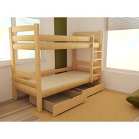 Dětská patrová postel z MASIVU 200x90cm SE ŠUPLÍKY - PP019