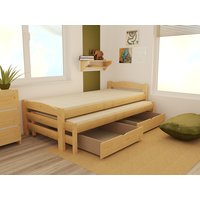 Dětská postel s výsuvnou přistýlkou z MASIVU 200x90cm SE ŠUPLÍKY - DPV025