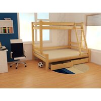 Dětská patrová postel s rozšířeným spodním lůžkem z masivu ROBUST 8X8 6A - 200x100 cm