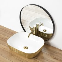 Keramické umyvadlo MAXMAX Rea FLORIA - zlaté/bílé