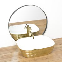 Keramické umyvadlo MAXMAX Rea FLORIA - zlaté/bílé