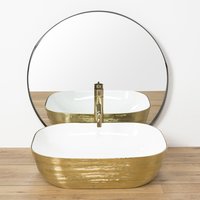 Keramické umyvadlo MAXMAX Rea FLORIA - zlaté/bílé