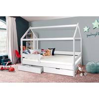 Dětská domečková postel KIDS SAFARI - BÍLÁ 200x90 cm