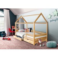 Dětská domečková postel KIDS piráti bíločerní - PŘÍRODNÍ 200x90 cm