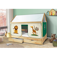 Dětská domečková postel KIDS SAFARI - PŘÍRODNÍ 200x90 cm