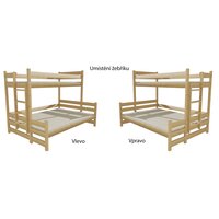 Dětská patrová postel s rozšířeným spodním lůžkem z MASIVU 200x90cm bez šuplíku - PPS003