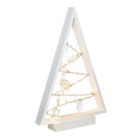 Dekorační LED vánoční stromeček - dřevěný s ozdobami