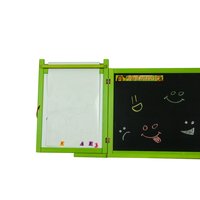 Dřevěná dětská křídová a magnetická tabule na zeď - rozkládací - zelená