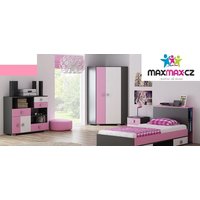 SKLADEM: Psací stůl YELLOW - TYP A - růžový s grafitovým korpusem (levé provedení)