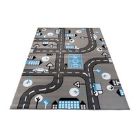 Dětský koberec PASTEL blue city - šedý - 80x150 cm