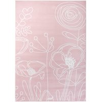 Dětský koberec PASTEL květiny - růžový - 80x150 cm