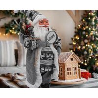 Vánoční dekorativní figurka Santa Claus - šedý - 83 cm
