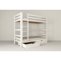 Dětská patrová postel z MASIVU BUK - DANIEL 200x90cm - bílá