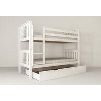 Dětská patrová postel z MASIVU BUK - DAVID 200x90cm - bílá