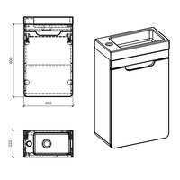 Koupelnová závěsná skříňka pod umyvadlo BÁRA 40 cm
