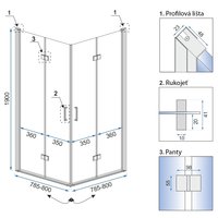 Sprchový kout MAXMAX Rea FOLD 80x80 cm