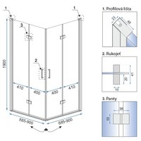Sprchový kout MAXMAX Rea FOLD 90x90 cm