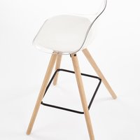 Barová židle ANDE - transparentní/buk - bíly podsedák