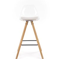 Barová židle ANDE - transparentní/buk - bíly podsedák