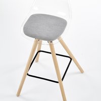 Barová židle ANDE - transparentní/buk - šedý podsedák