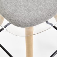 Barová židle ANDE - transparentní/buk - šedý podsedák