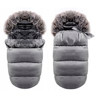 Fusak do kočárku - šedý s kožešinou