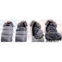 Fusak do kočárku - šedý s kožešinou