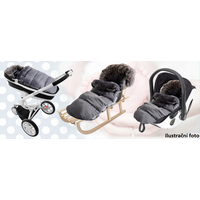 Fusak do kočárku - šedý s kožešinou