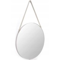 Kulaté zrcadlo na pásku LOFT 50 cm - bílé