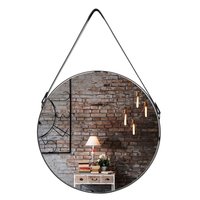 Kulaté zrcadlo na pásku LOFT 60 cm - černé
