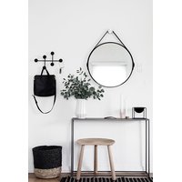 Kulaté zrcadlo na pásku LOFT 70 cm - černé