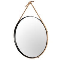 Kulaté zrcadlo na provazu LOFT 60 cm - černé