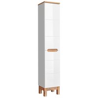 Koupelnová stojící skříňka BALI bílá - vysoká s košem na prádlo