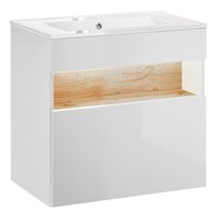Koupelnová závěsná skříňka pod umyvadlo HAVANA bílá 60 cm s LED osvětlením