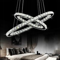 Stropní LED křišťálové svítidlo PLATON rings 30 + 50 cm - 76W - s ovladačem