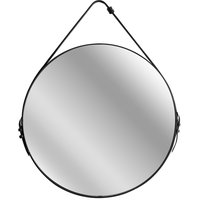 Kulaté zrcadlo na pásku se sponou LOFT 60 cm - černé