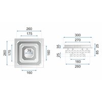 Stropní LED křišťálové svítidlo PLATON double square - 24W