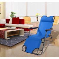 Zahradní rozkládací lehátko GRAVI modré s polštářkem